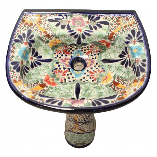 Mexican Talavera Pedestal Sink San Miguel